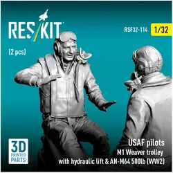 ResKit USAF pilots (2 pcs) & M1 Weaver trolley with hydraulic lift & AN-M64 500lb (WW2) (3D Printed)