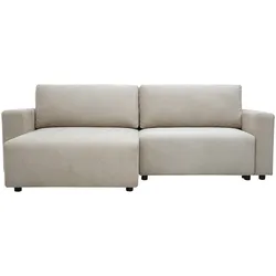 Umwandelbares, reversibles Ecksofa mit Stauraum, 3-4-Sitzer aus beigem Chenille-Stoff NESTO