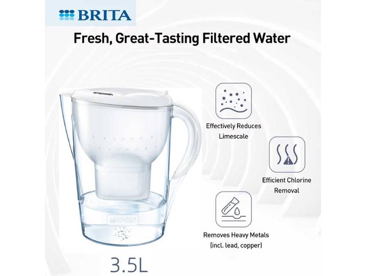 BRITA purificateur d'eau 3,5 L filtre à eau domestique bouilloire avec cartouche de filtre à eau filtre à eau cruche Marella Ocean Series