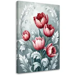 BILDER, Rote Tulpenblüten auf grauem Hintergrund