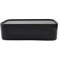 VASCELLA Schwarze Bento-Boxen aus PP 20,4 x 10,4 x 5,7 cm - 1000 ml + flache Deckel (48 Stück)