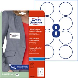 Zweckform Namensetiketten J4881-20, weiß, Ø 65 mm, selbstklebend, ablösbar, 160 Stück