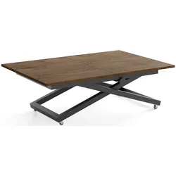 COUCHTISCH Axen höhenverstellbar ausziehbar, Eiche Braun Rustikal 120-160/80/38-75 cm