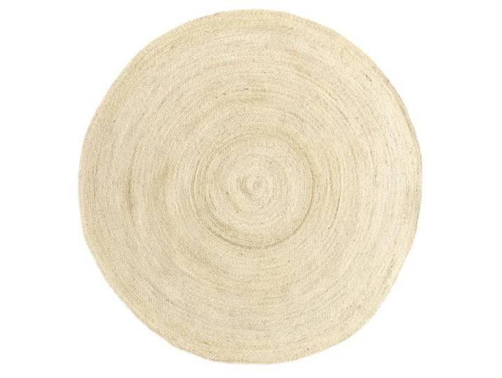 Tapis de salon et chambre HAMID - Tapis Jute Rond Blanc Alhambra - 100% Fibre de Jute Naturelle - Tissé à la Main -Tapis 150x150cm