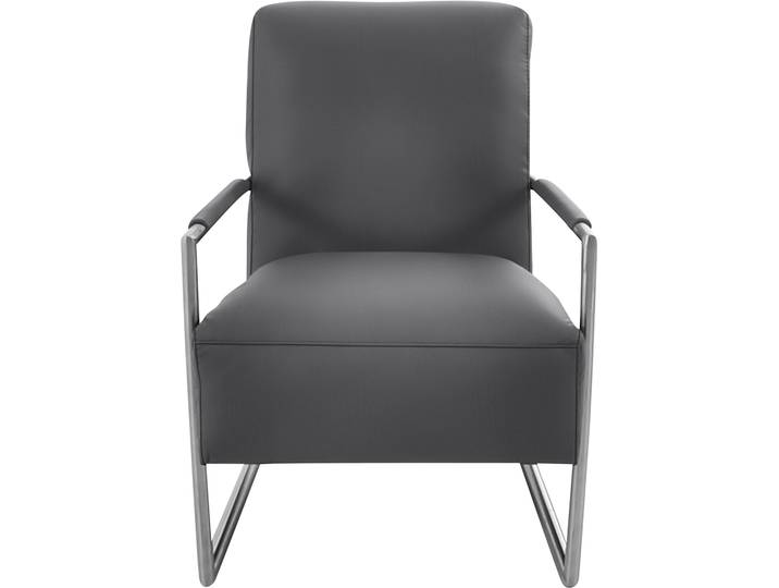 Cocktailsessel K+W KOMFORT & WOHNEN, grau (asphalt), B:62cm H:77cm T:83cm, Sessel, Cocktailsessel, mit bezogenen Armlehnen, Gestell in Metall Edelstahloptik
