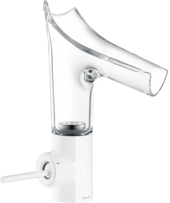 Hansgrohe Axor Starck V 140 Waschtischarmatur 12112450, weiß, Glasauslauf, Joystick