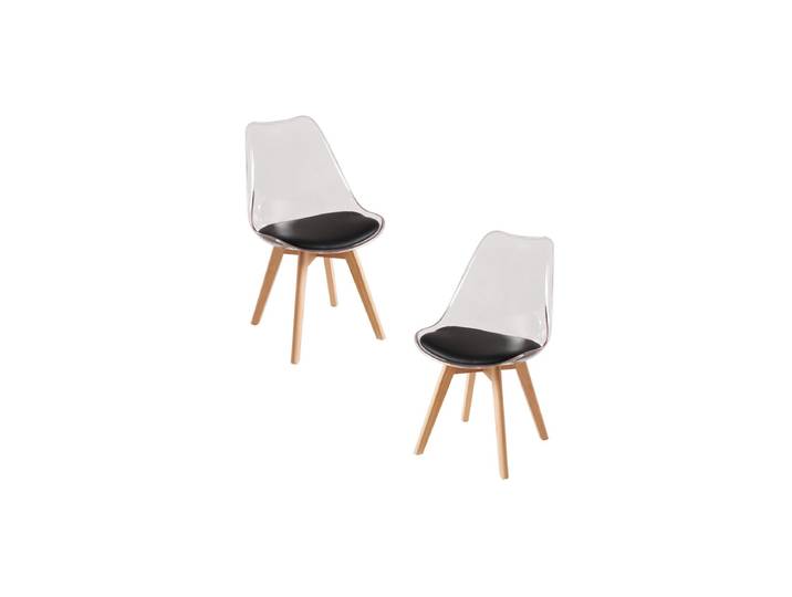 2er Set Synk Transparenter Sitz Stühle - Schwarz