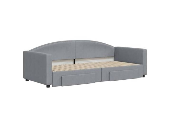 KTHLBRH Ausziehbares Schlafsofa hellgrau 90 x 200 cm Stoff 2 Schubladen, Gestell aus Holz und Metall, 2 notwendige Matratzen, für Gäste
