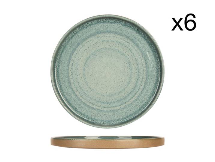 Lot de 6 Assiettes à dessert en Grès, bleu, D21 cm