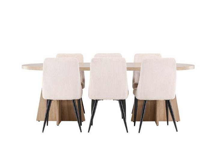 ebuy24 Essgruppe Bootcut Essgruppe Esstisch Natur 6 Stühle Samt bei, (7-tlg)