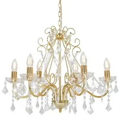 Helloshop26 - Moderner runder Kronleuchter 60 x 44 cm mit 6 E14-Fassungen Ambientebeleuchtung in Goldmetall
