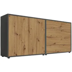 Sideboard Mailand Set 3 Anthrazit/Eiche Artisan