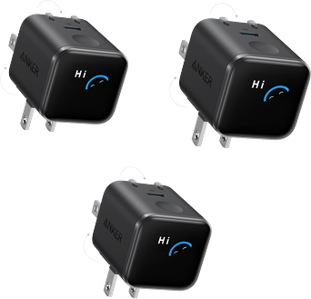 Anker Nano Charger (45W, Smart Display, 180Â° Foldable, 3-Pack)