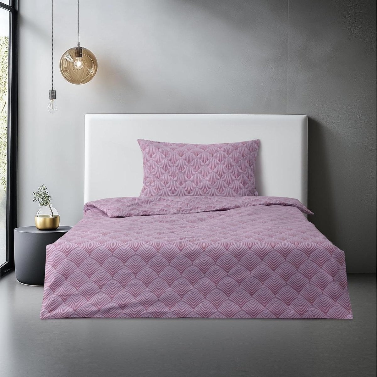Dekbedovertrek Set Roze Wit van Katoen, 135x200 cm