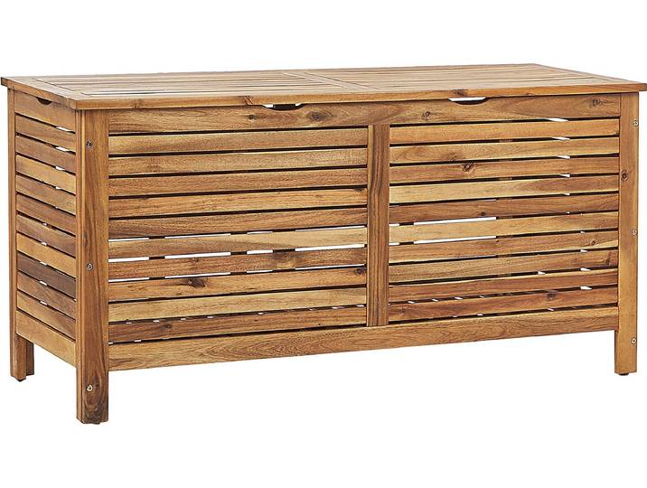 BELIANI Auflagenbox Akazienholz Hellbraun 130 x 64 x 48 cm geölte Oberfläche Truhe für Terrasse, Garten, Balkon Landhausstil Outdoor Möbel