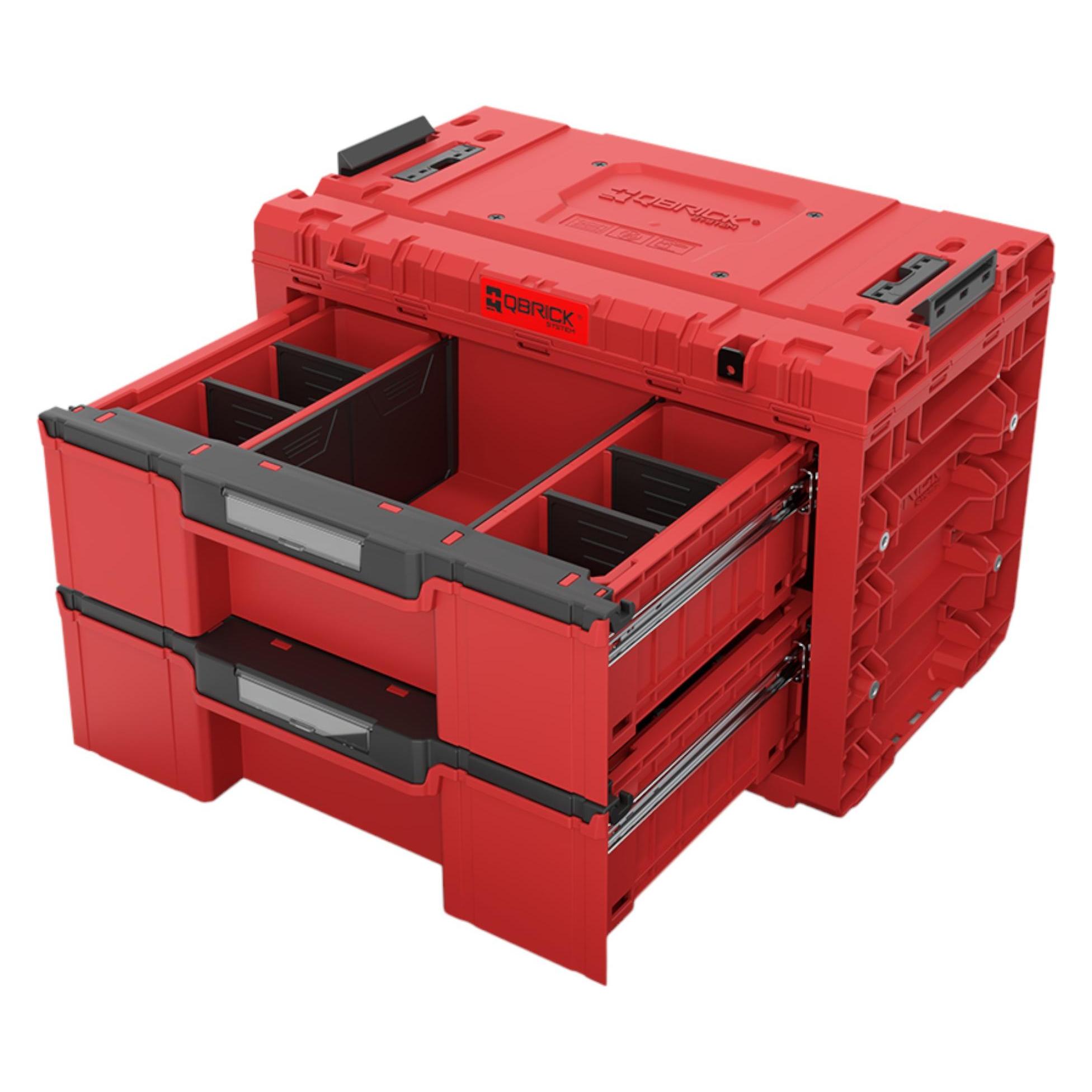 Qbrick Werkzeugbox mit Schubladen System PRIME DRAWER 2 TOOLBOX EXPERT RED Ultra HD Custom (SKRQPRIMD2ECZEPG003)