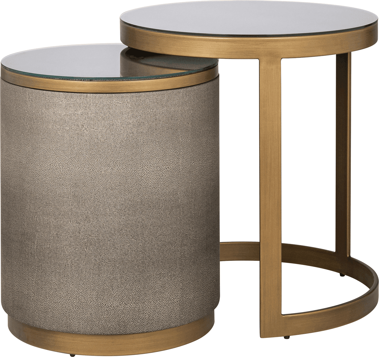 Demilla Luxury Shagreen & Brushed Brass Nest of Side Tables