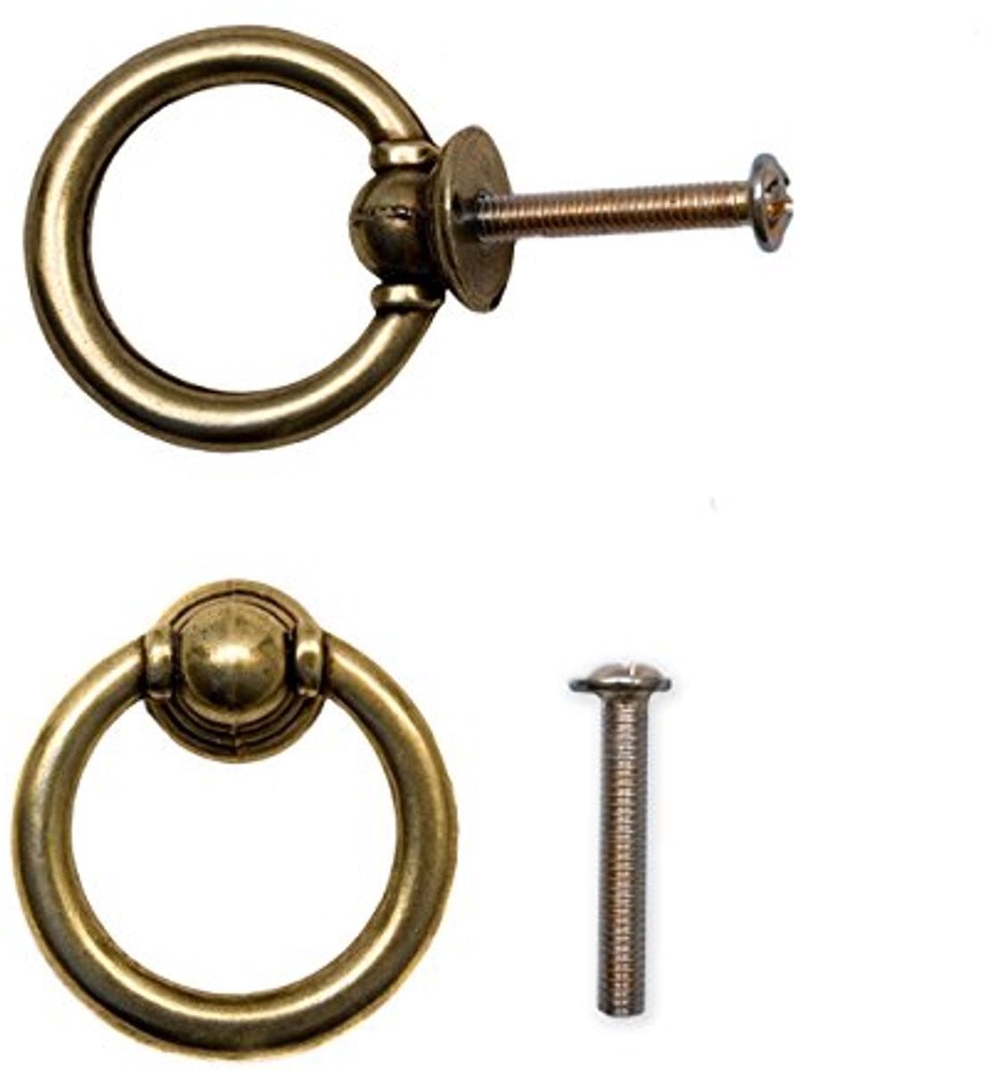 Antieke Ladehandgrepen Ringsysteem in Brons Design Set van 4