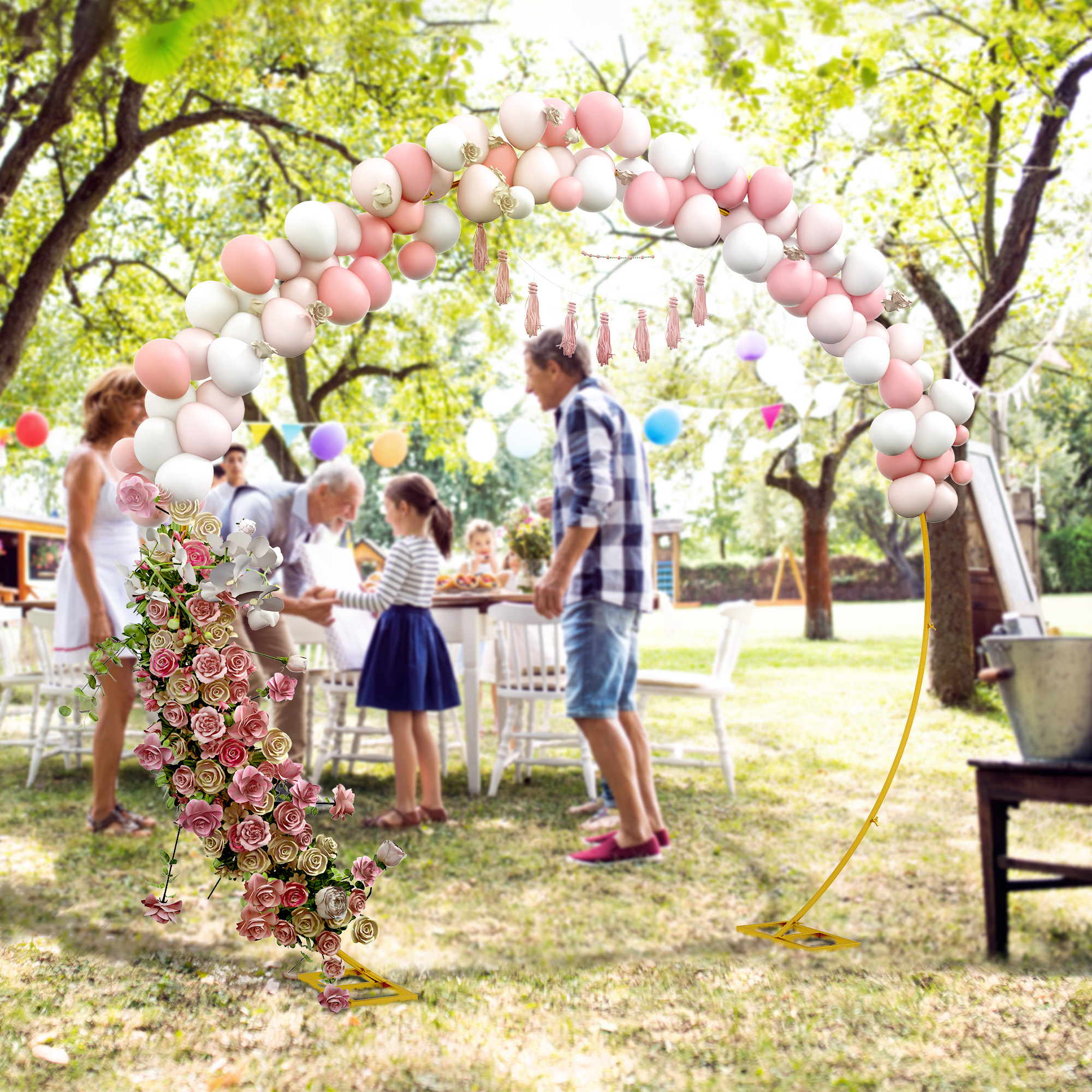 Outsunny Arco da Giardino in Acciaio, Archetto Nuziale per Palloncini e Piante Rampicanti per Cerimonie, Compleanni ed Eventi, Oro   Aosom Italy