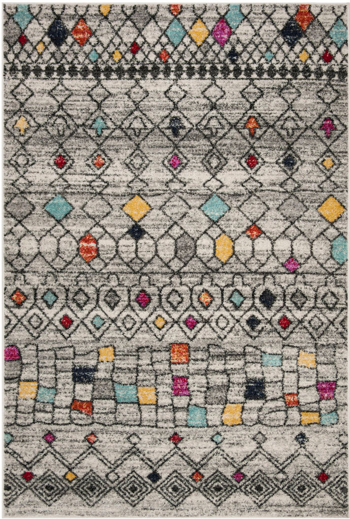 Bloomsbury Market Tarantino Rectangle Geometric Area Rug Light Grey/Red Rectangle 91 x 152 cm