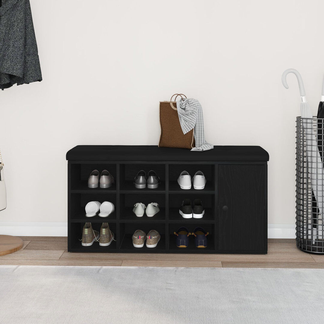 Latitude Run 9 Pair Shoe Storage Bench Black Oak 9