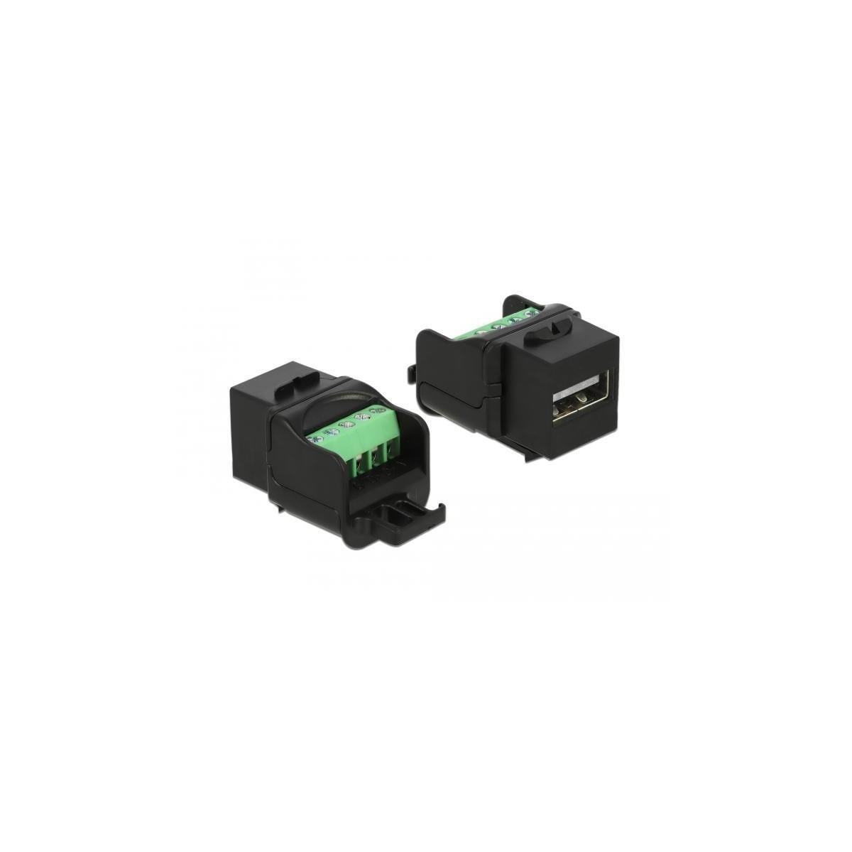 Delock Keystone module USB 2.0 A-connector naar schroefklem, zwart