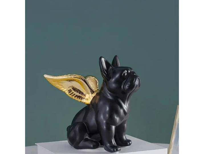 Sculpture animale en céramique bouledogue caniche artisanat Figurine décoration de bureau galvanoplastie chien abstrait doré