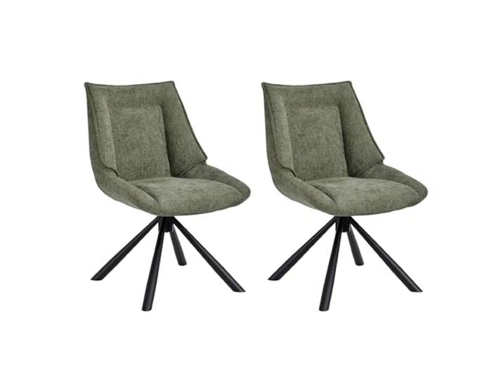 Duhome 2er Set Esszimmerstuhl Chenille Schminktischstuhl 180° Drehbar, Grün Automatische Rückstellfunktion Lounge Stuhl Modern für Wohnzimmer Schlafzimmer Büro