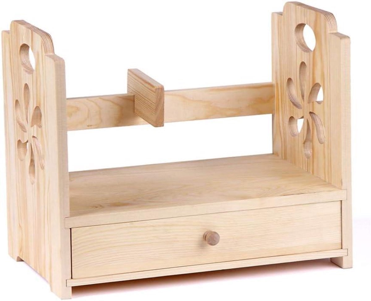 Vrijstaande houten boekenplank voor kantoororganisatie in houtkleur