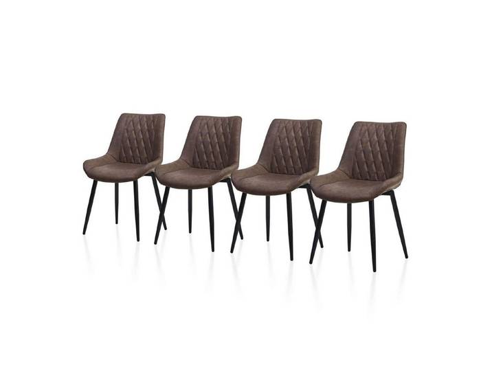 LuxusKollektion Esszimmerstuhl Esszimmerstühle Kunstleder 4er Set Dunkelbraun-kunstleder 4er Set