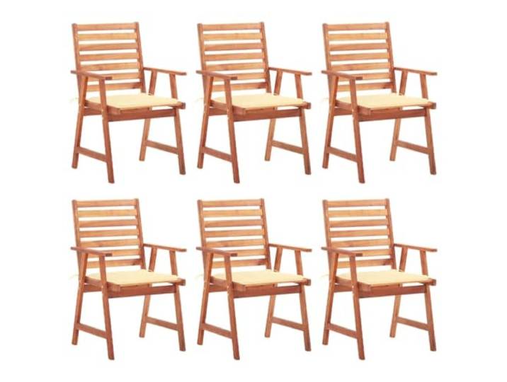 KUTYWEXFM 6er Set Gartenstühle mit Kissen Akazie Massivholz Armlehne Bequeme Sitzgruppe für Terrasse und Veranda mit pflegeleichten Polstern und stabiler Lattung bis 110 kg belastbar.