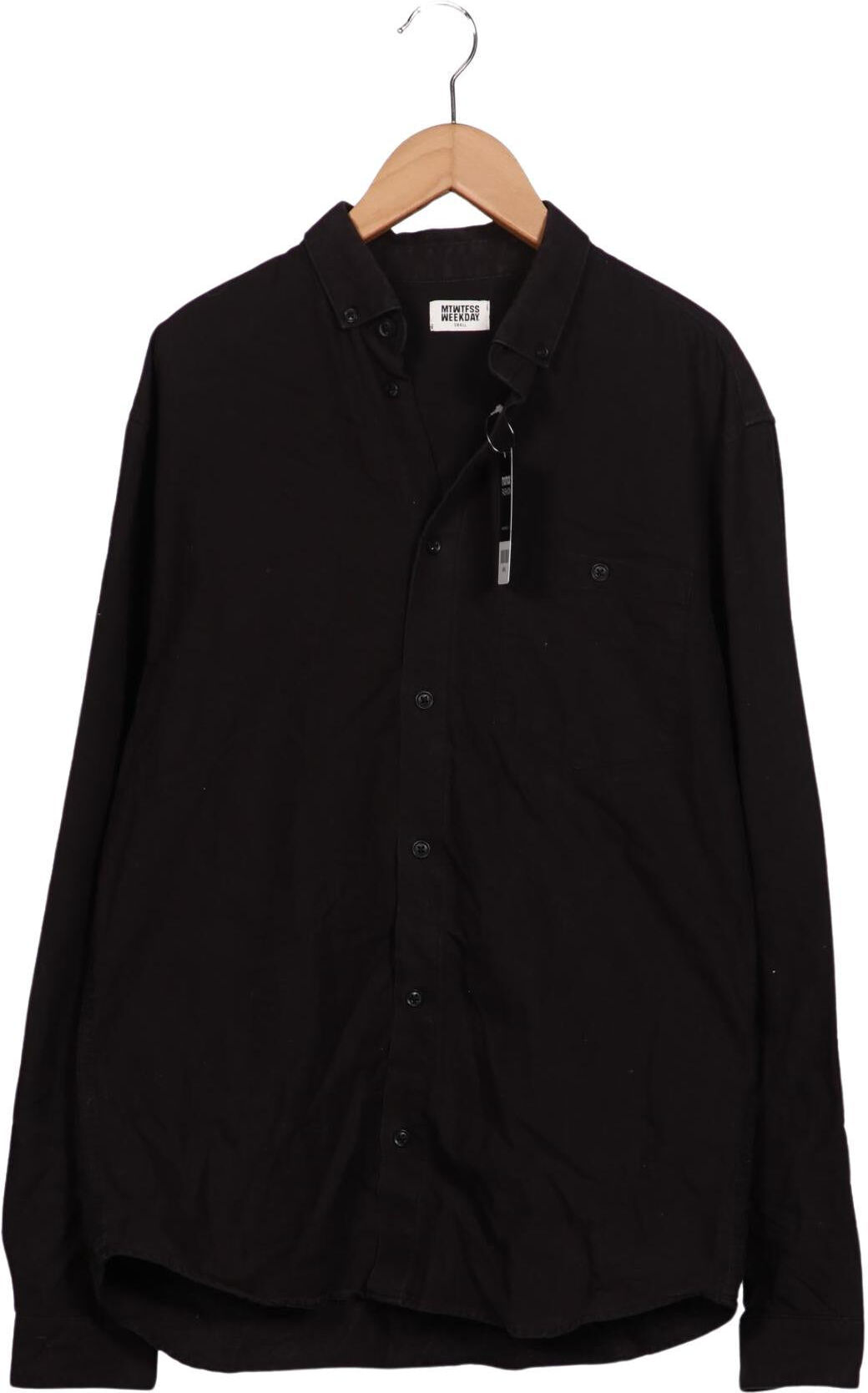 Weekday Herren Hemd, Schwarz, Gr. S, Baumwolle - Second Hand