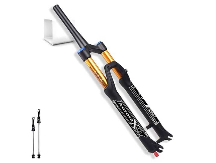 LYYCX AuroraXQ Mountainbike Downhill Gabel 26/27,5/29 Zoll Konisch, Federweg 160mm 1-1/8 Magnesiumlegierung für MTB, AM, XC, DH(Gold Tapered Manual,27,5 Zoll)
