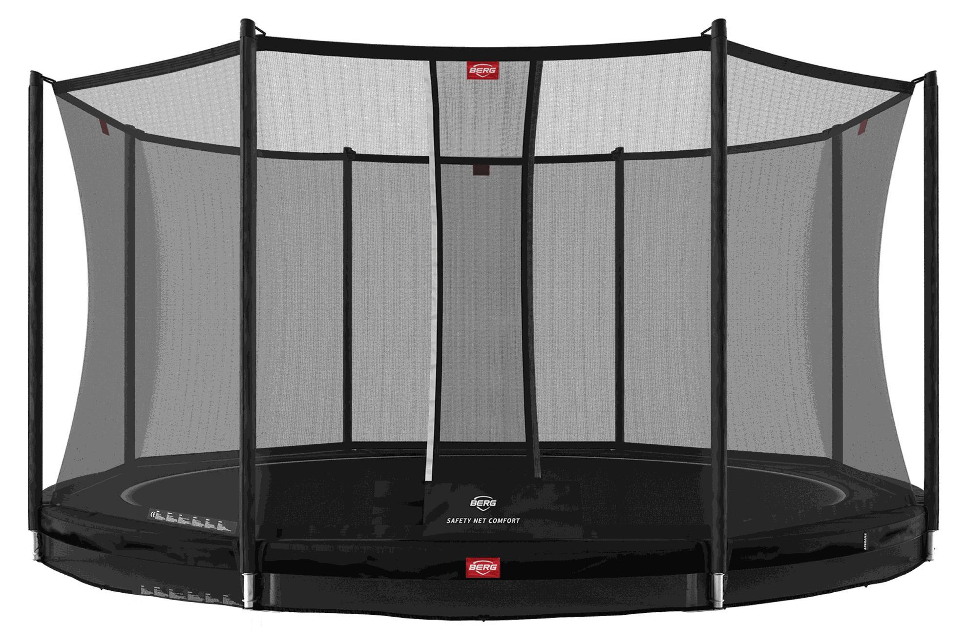 BERG Bodentrampolin Favorit InGround 380 + Sicherheitsnetz Comfort Schwarz