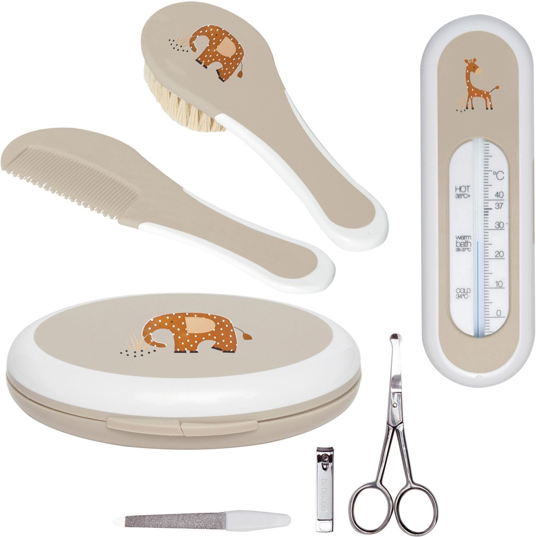 Babypflege-Set ZEWI BÉBÉ-JOU "Steppe", Kinder, beige (beige, weiß), Nageletuis Babypflege-Set beige, weiß Einheitsgröße
