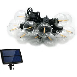 Forever Light, Lichterkette, Solar Girlande 5,5m + 10 LED Glühbirnen Glühfaden klar E12 G40 IP44 (5.50 m)