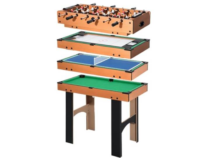 HOMCOM 4-in-1 Multispeltafel met Tafelhockey Tafelvoetbal 92x78x80cm