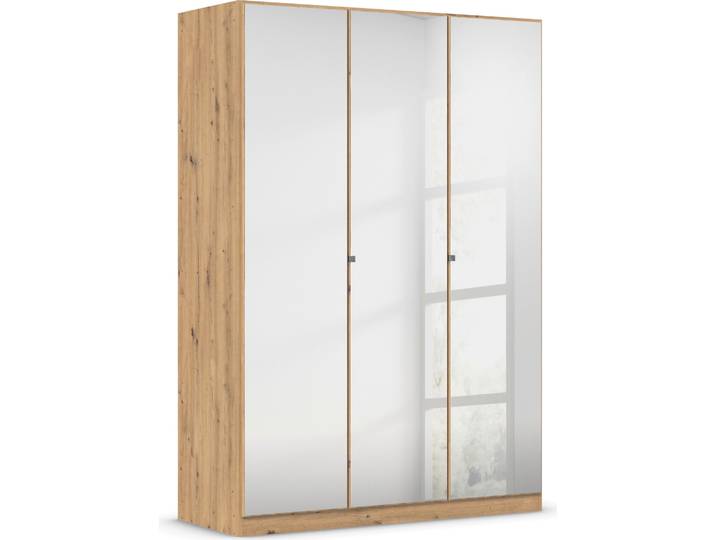 Kleiderschrank RAUCH Reflect , braun (eiche artisan), B:136cm H:197cm T:54cm, Holzwerkstoff, Schränke, Kleiderschrank, mit Spiegelfront, inkl. praktischer Inneneinteilung