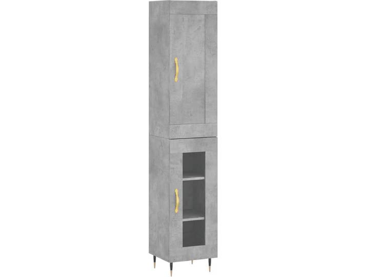vidaXL - Hoge - kast - 34\,5x34x180 - cm - bewerkt - hout - betongrijs