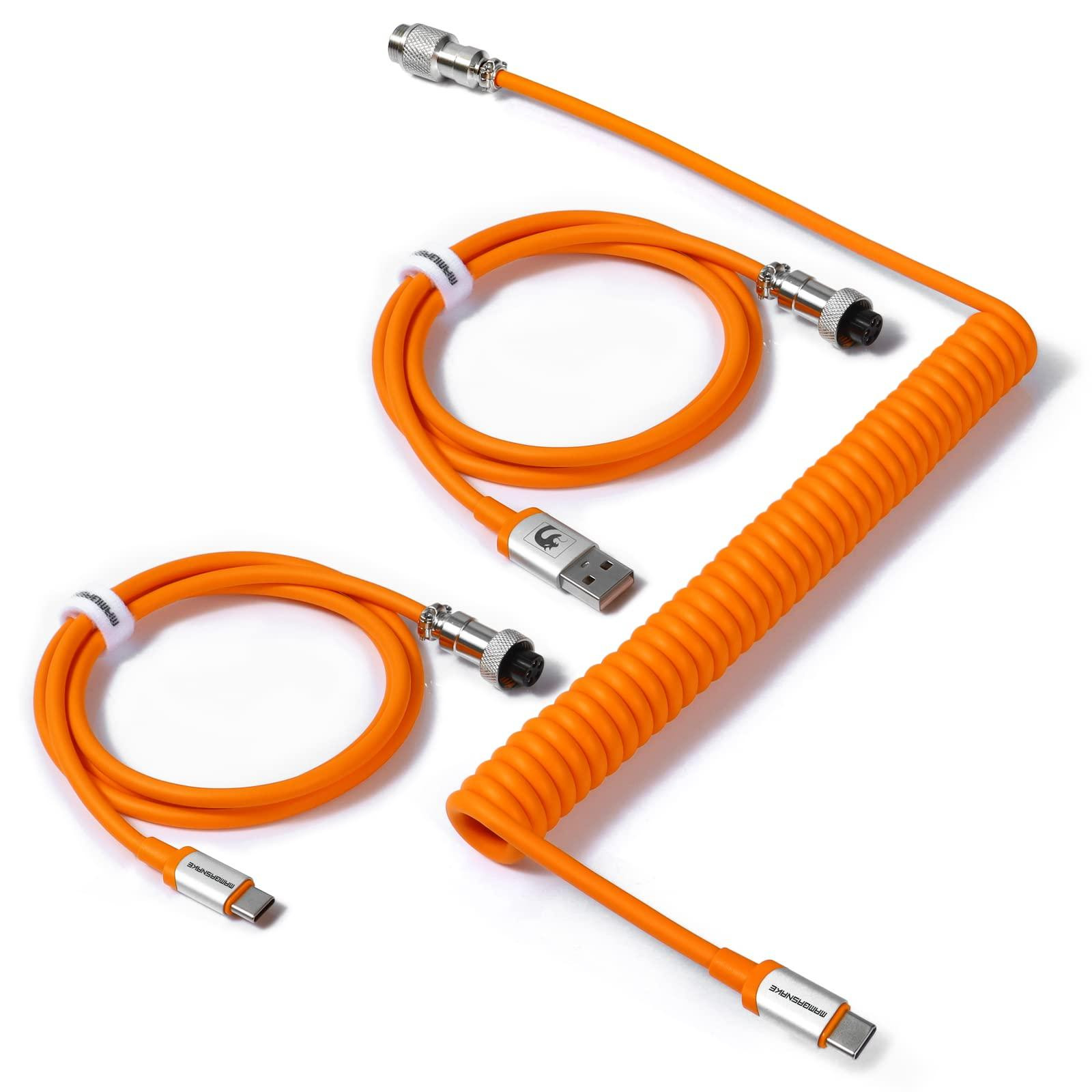 Selius Opgerolde USB C Kabel voor 8KHz Mechanische Toetsenborden - Oranje