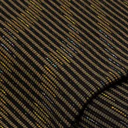 Webstoff "Streifen" mit Glitzer, schwarz/gold