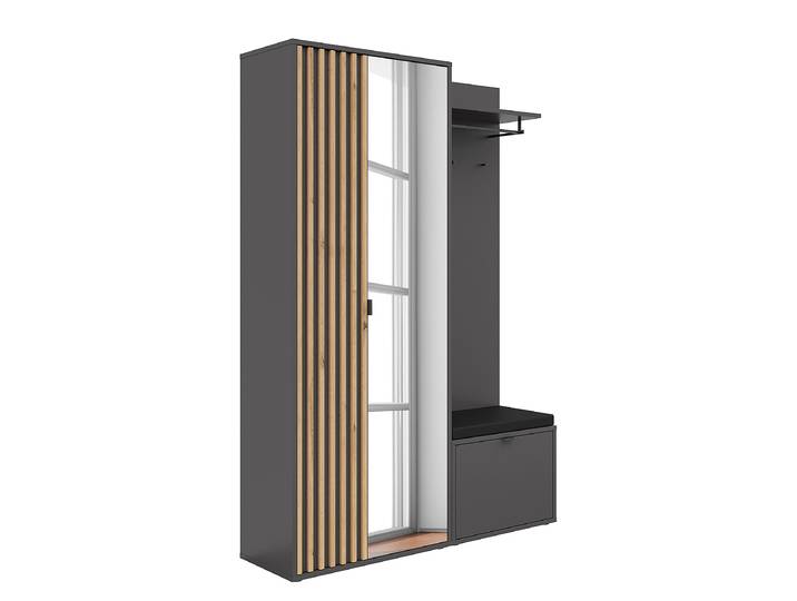 Kompaktgarderobe - 135 cm 135 x 198 x 40cm Grau