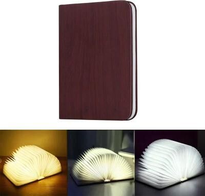 Uplift Picks Rechargeable Wooden Book Lamp With Foldable RGB Ambient Night Lighting Decor brown (3 Colors) 10x8x2.5cm