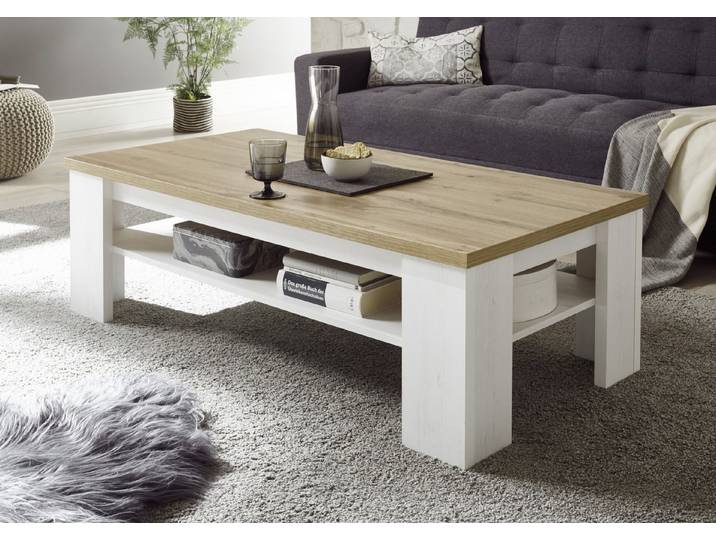 Beauty.Scouts Couchtisch Hamptons - in Pinie Weiss Dekor, 130x42x67