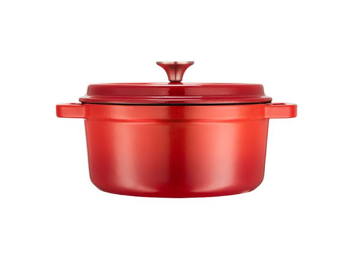 COOKER KING Chuanjia 24 cm Faitout en fonte émaillée, ustensile de cuisson robuste à maintien thermique, rouge style Le Creuset
