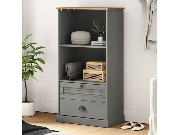SALE 2026 Bibliothèque VIGO gris Bois massif de pin - moderne-design - gris - 2 tiroirs - facile à nettoyer - 60x35x114 5 cm 586tdt