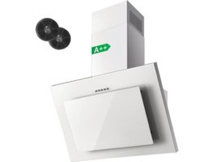Hotte Aspirantes 60cm Hotte Cuisine inclinée 350m³/h Evacuation ou Recyclage Filtres Charbon Inclus A++