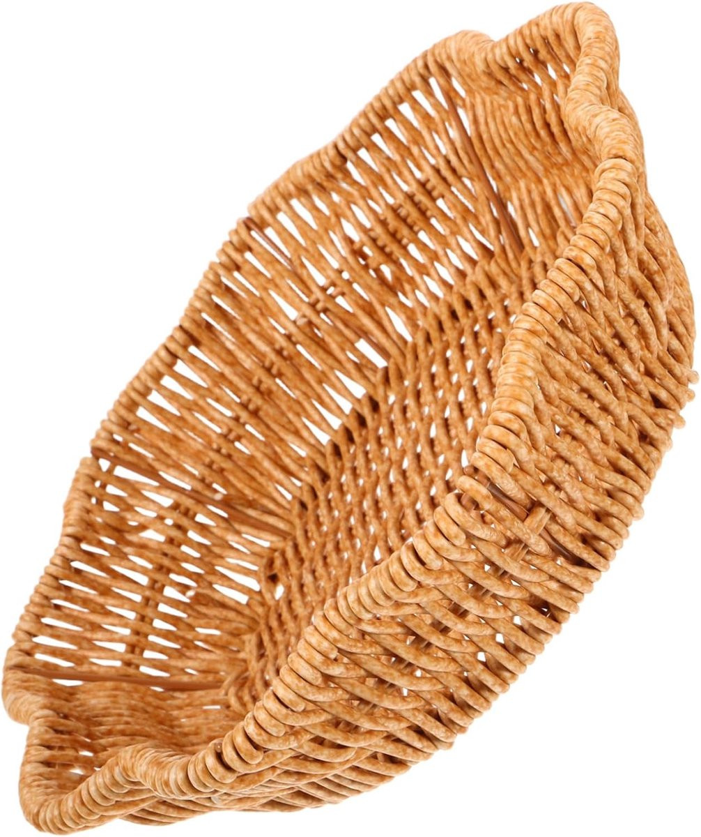 Decoratieve Fruitmand van Imitatie Rotan in Lichtbruin - Breedte: 21.5 cm