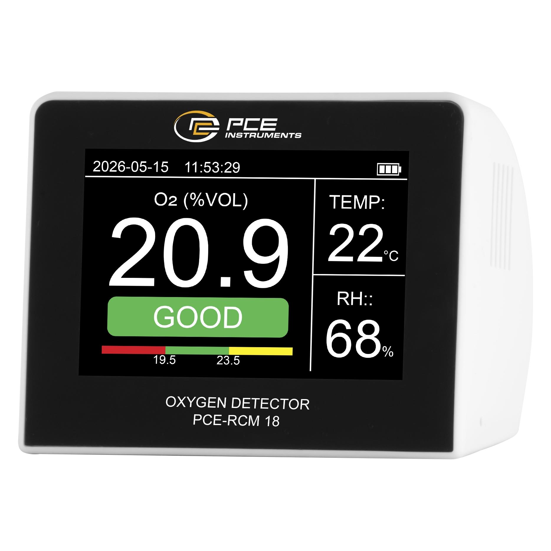PCE Instruments Luftqualität-Detektor für Sauerstoff PCE-RCM 18 (Gas Messgerät) (PCE-RCM 18)