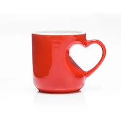 Gadget Master Lover's Mug, herzförmiger Griff, rot-weiß, mit Geschenkverpackung, 300 ml